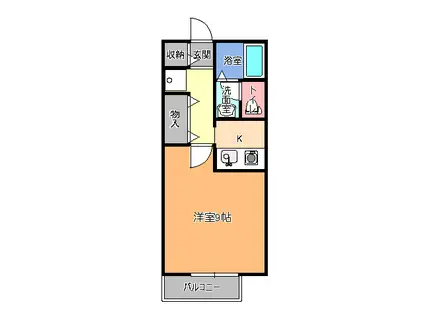 陽だまりハイツ2000B(1K/2階)の間取り写真