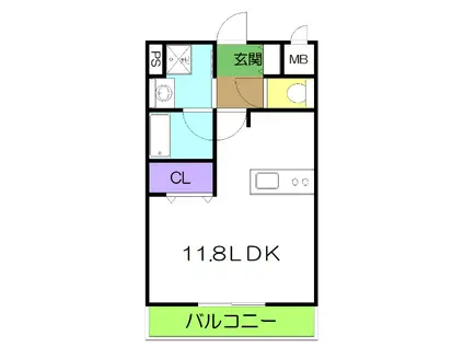 ソレイユA(ワンルーム/3階)の間取り写真