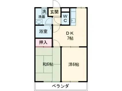 アルカディア(2DK/2階)の間取り写真