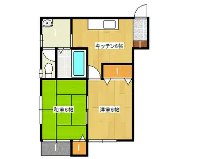 サンフラッツI(2DK/2階)の間取り写真
