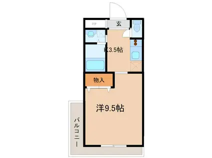 ベルヴェデーレ(1K/6階)の間取り写真