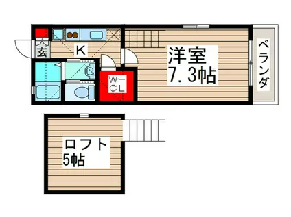 ココパーム妙典(1K/2階)の間取り写真