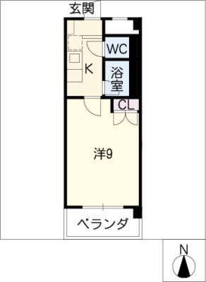 KINYAビル(1K/2階)の間取り写真