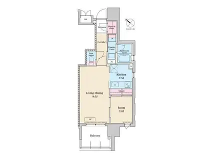 RJRプレシア竹下II(1LDK/9階)の間取り写真