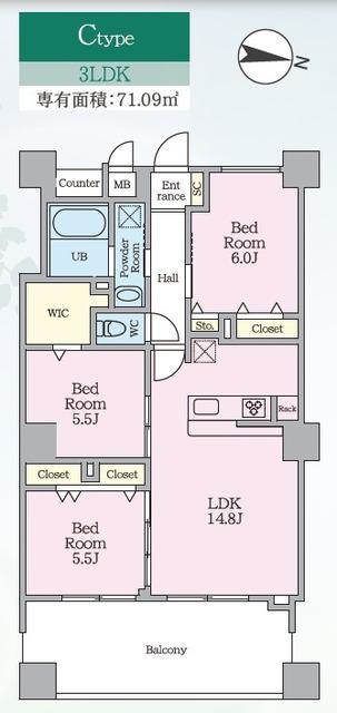PJ TREE NEST(3LDK/5階)の間取り写真