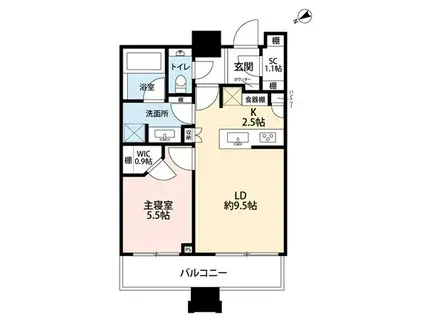 パークコート虎ノ門ATAGOTOWER(1LDK/8階)の間取り写真