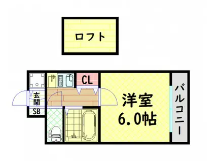 エステムコート難波ウエスト-SIDE大阪ドーム前(1K/2階)の間取り写真