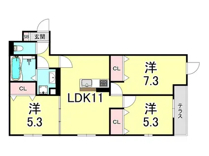メゾン ド ラピスラジュリ(3LDK/3階)の間取り写真