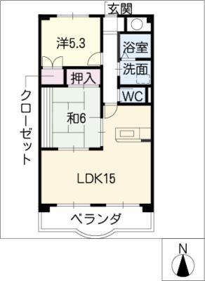 ウエスト(2LDK/3階)の間取り写真