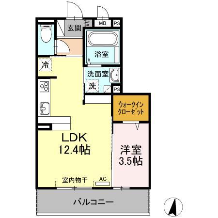 リアンジュ(1LDK/3階)の間取り写真