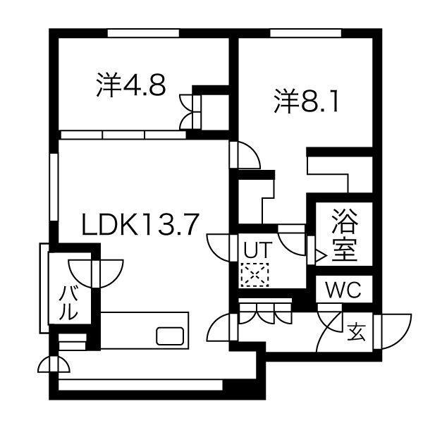 COMSAP新札幌II(2LDK/2階)の間取り写真