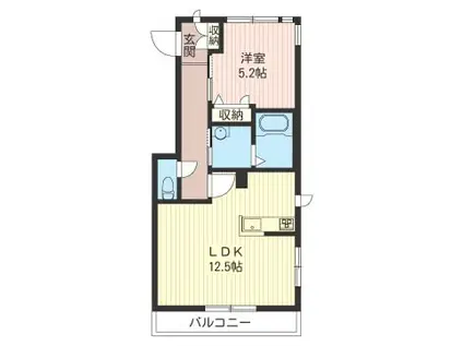 ソレイユ・コート(1LDK/2階)の間取り写真