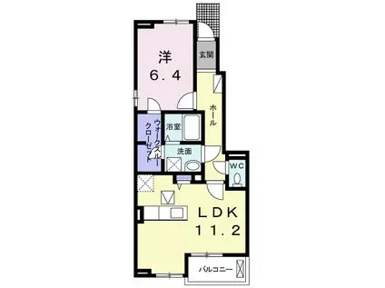 クラール土器町A(1LDK/1階)の間取り写真