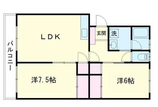 メゾンベルウェル(2LDK/3階)の間取り写真