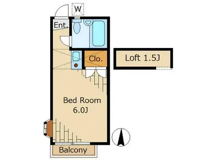 ベルシオン・マ・メゾン(ワンルーム/2階)の間取り写真