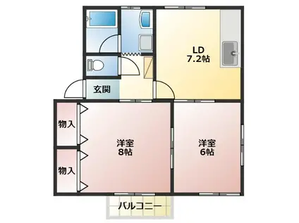 エスティーム中原 A(2DK/2階)の間取り写真