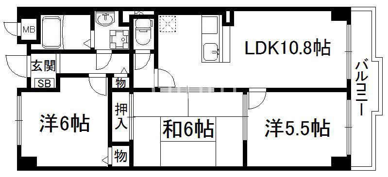ラポート小林(3LDK/7階)の間取り写真