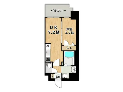 プレサンス塚本ミッドネクスト(1DK/13階)の間取り写真