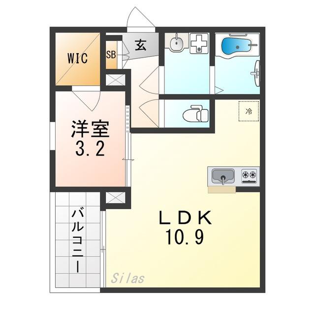ジーメゾン和泉大宮ソル(1LDK/2階)の間取り写真