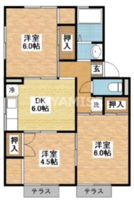 プレジール泉B(3DK/2階)の間取り写真