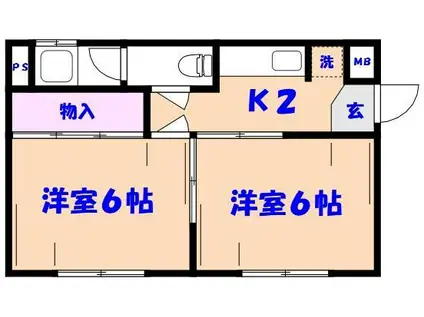 オリス本八幡(2K/2階)の間取り写真