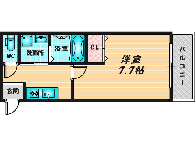 KTIレジデンス小路(1K/1階)の間取り写真