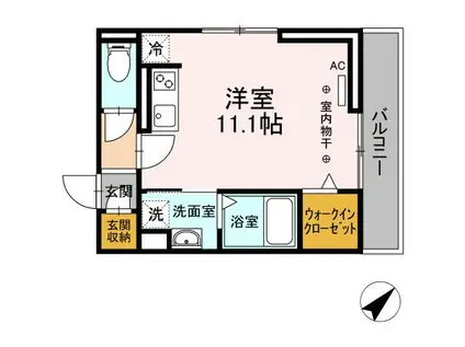 ファルトゥーナ B(ワンルーム/2階)の間取り写真