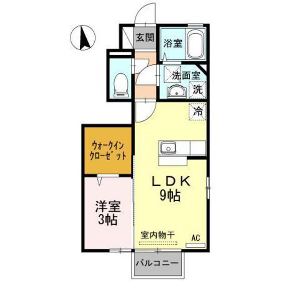 グレース姫野(1LDK/1階)の間取り写真
