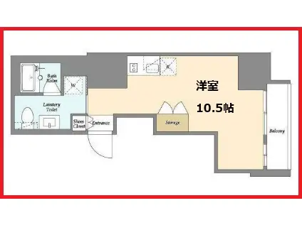 ブイスタイル入谷(ワンルーム/2階)の間取り写真