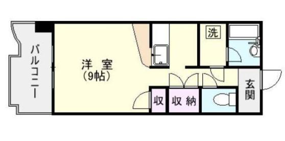 鹿児島市電谷山線 武之橋駅 徒歩7分 6階建 築38年(ワンルーム/1階)の間取り写真
