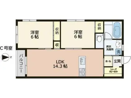 VIEW新小平(2LDK/1階)の間取り写真