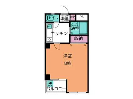 ROOMS本荘(1K/2階)の間取り写真