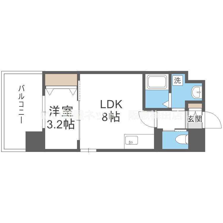 ビガーポリス486与力町公園II(1LDK/12階)の間取り写真