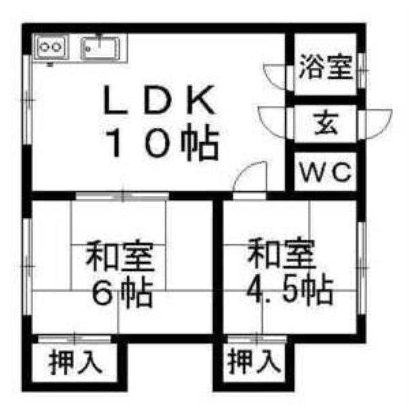 陽光マンション(2LDK/1階)の間取り写真