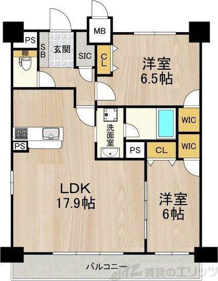セノアタワー新大阪(2LDK/11階)の間取り写真