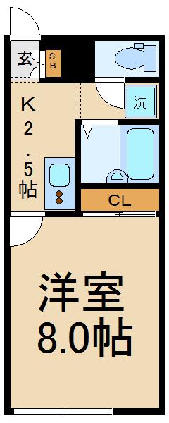 レグルス(1K/2階)の間取り写真