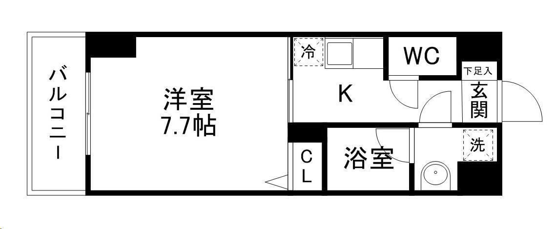 グランシェーヌ八幡(1K/6階)の間取り写真