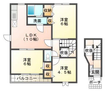 ガーデンスクウェアー(3LDK/2階)の間取り写真
