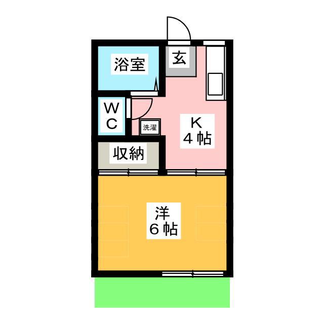 コーポ上野C(1K/1階)の間取り写真