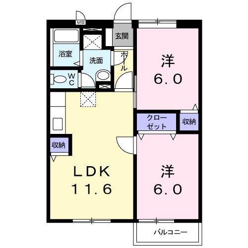 サニーヒル.ゴン(2LDK/1階)の間取り写真