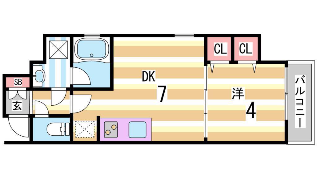 アーバネックスみなと元町(1DK/4階)の間取り写真