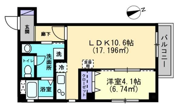 プレミール亀岡(1LDK/4階)の間取り写真