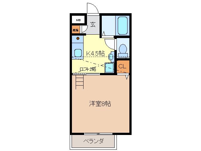 FINE FIELD(1K/2階)の間取り写真
