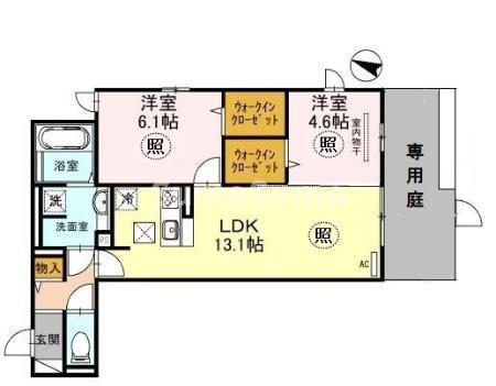 オルテンシア魚崎中町(2LDK/1階)の間取り写真