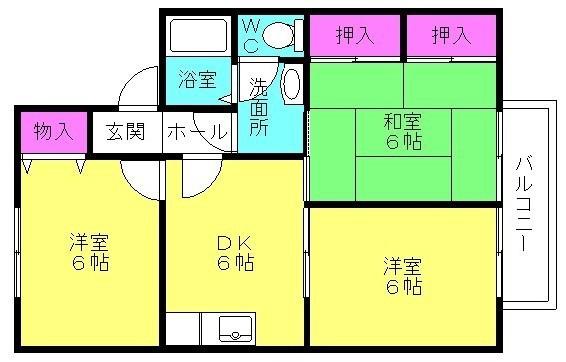 ハイム湘南(3DK/2階)の間取り写真