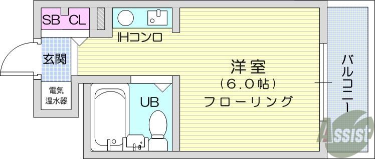 エレガンス宮町(ワンルーム/4階)の間取り写真