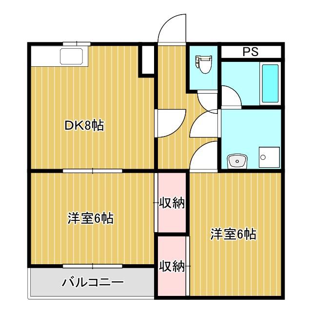 アルベレータ(2DK/2階)の間取り写真