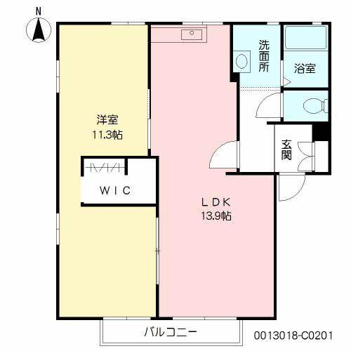 フレグランスひろせ C棟(1LDK/2階)の間取り写真