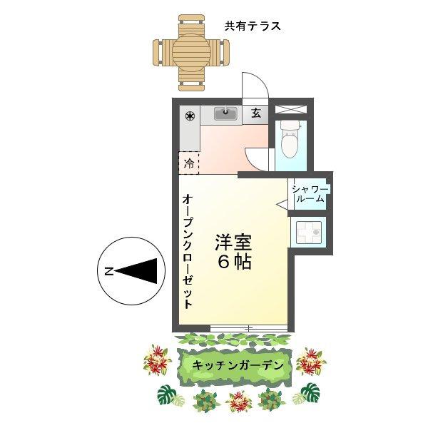 恵明荘(ワンルーム/2階)の間取り写真