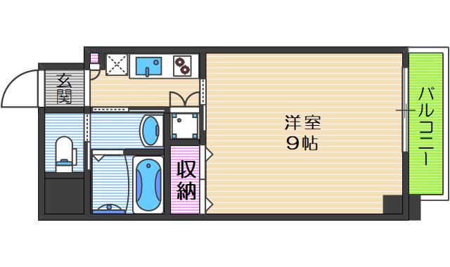 モノトーン難波(1K/10階)の間取り写真